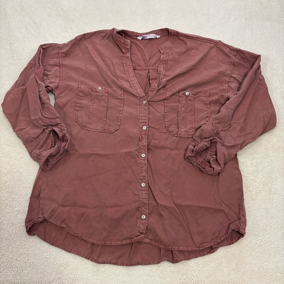 Zara Tops - ZARA Oversized Linen Shirt in Terracotta. NWT Size medium.